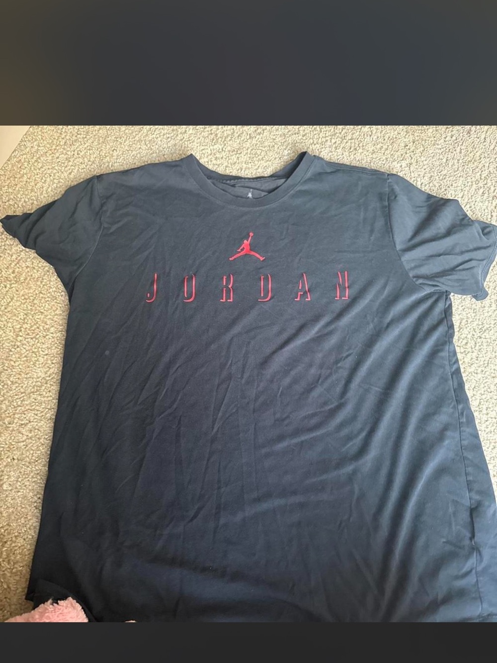 Jordan Black Short-Sleeve Tee with Red Jumpman and Wordmark